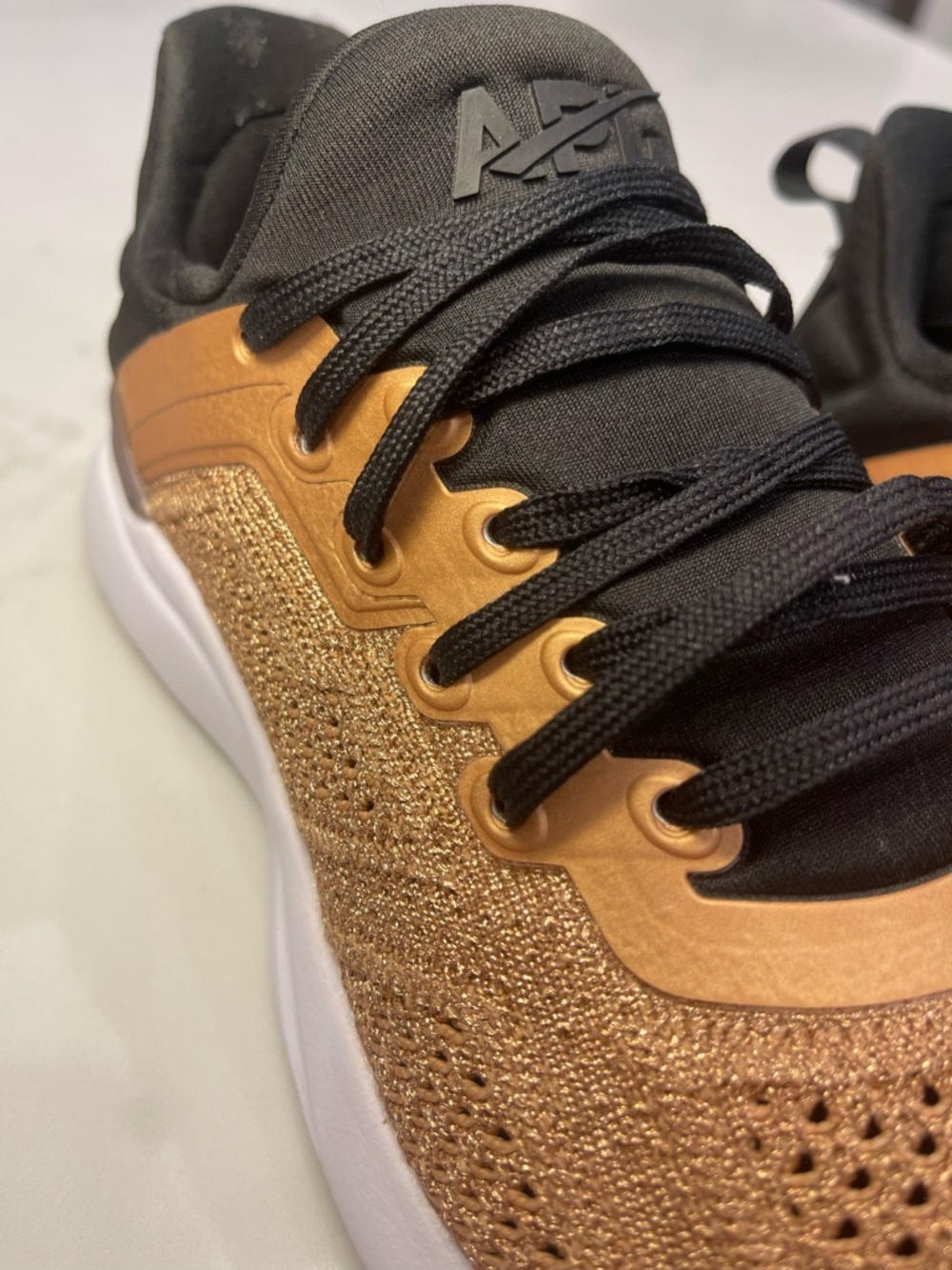 APL TechLoom Tracer women's sneakers in a rose gold and black knit colorway - Picture 6 of 16